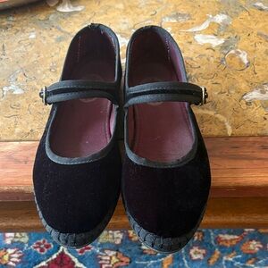 Flabelus “Antonia” Black Velvet Mary Jane Flats